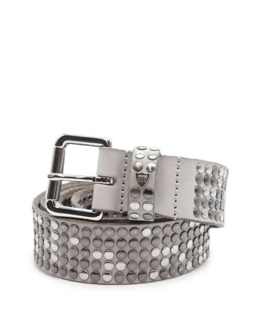 HTC White Stud-Embellished Leather Belt for men