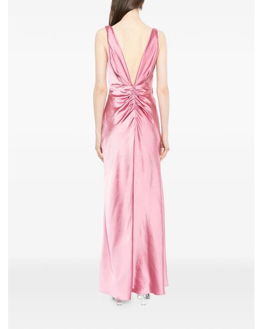 Amsale Pink Draped Maxi Dress