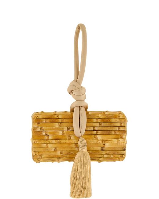 Glorinha Paranagua Metallic Tanit Bamboo Clutch Bag