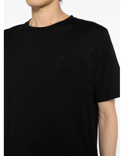 Off-White c/o Virgil Abloh Black Logo-Embroidered Cotton T-Shirt for men