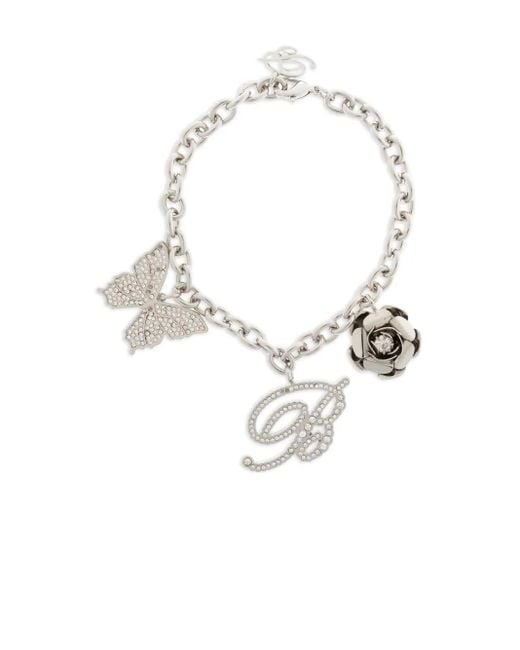 Pulsera con charm de rosa y mariposa Blumarine de color White