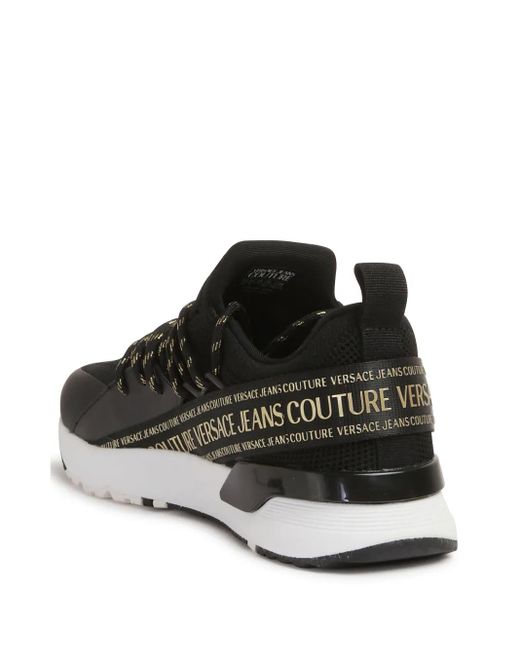 Versace Jeans Couture Black Knitted Lace-Up Logo Sneakers