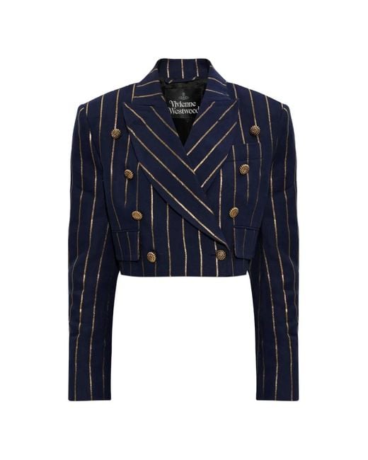 Vivienne Westwood Blue Veste Crop À Fines Rayures