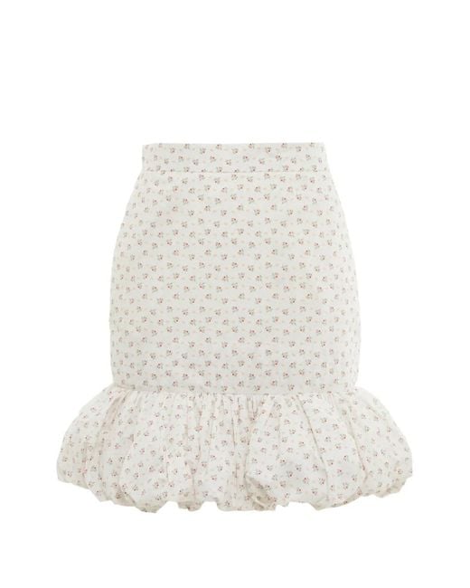 Falda Con Estampado Floral Pushbutton de color White