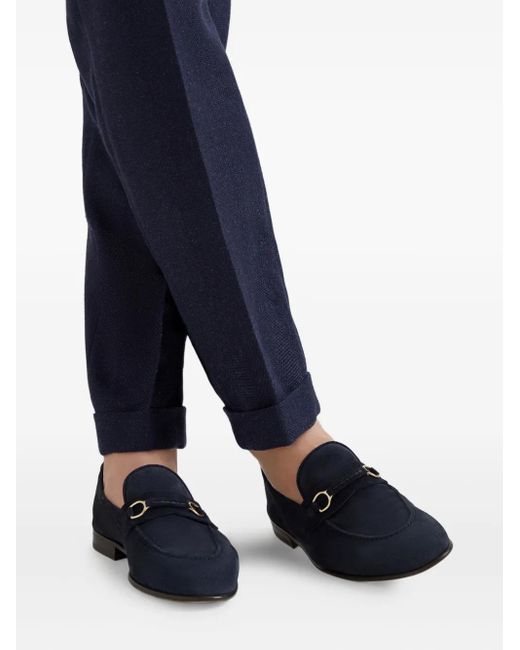 Brunello Cucinelli Blue Embellished Suede Loafers for men