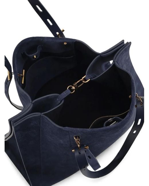 MINOBOSSI Blue Paula Suede Shoulder Bag