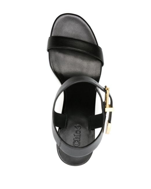 Sandales Rebecca 70 mm à semelle compensée Chloé en coloris Black