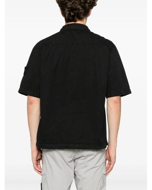Stone Island Hemd Mit Kompass-Patch in Black für Herren