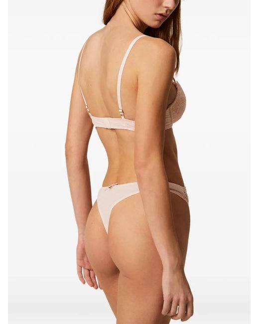 Twinset Pink Embroidered Tulle Push-Up Bra