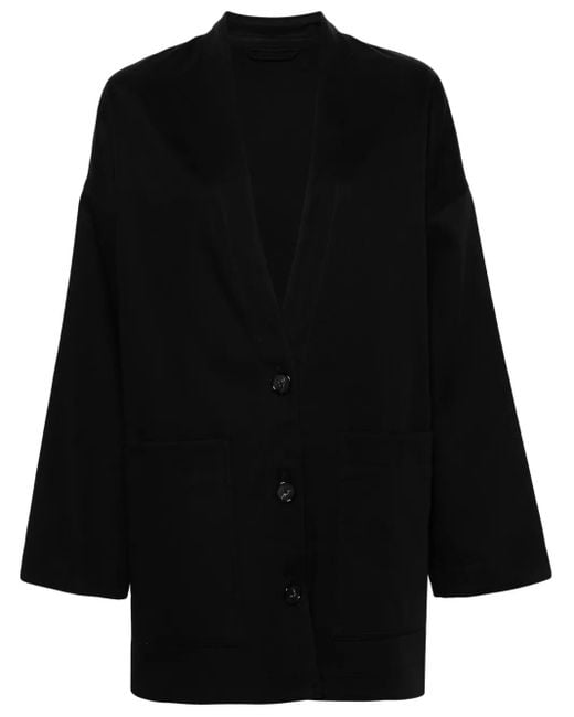 Totême Black V-Neck Twill Jacket