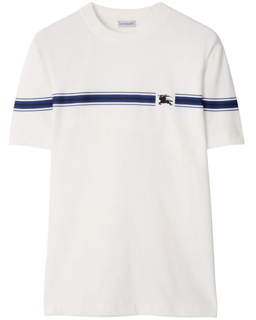 Burberry Katoenen T-shirt Met Gestreept Detail in het White voor heren