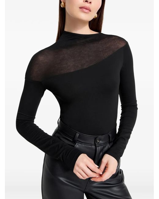 MARCELLA Black Dove Sheer-Diagonal Top