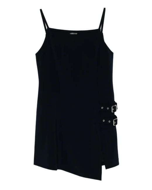 we11done Black Logo-Plaque Dress