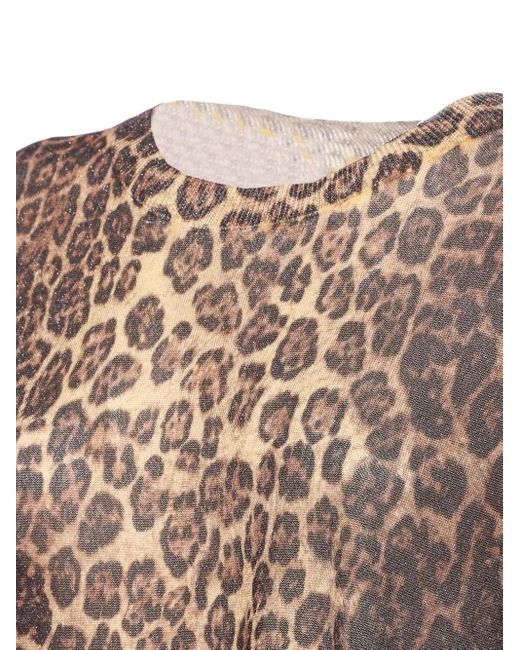 Liu Jo Brown Leopard-Print Metallic Sweater