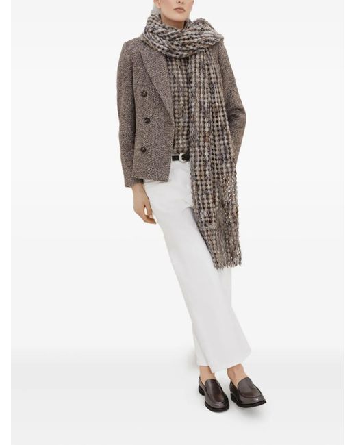 Brunello Cucinelli Gray Textured Short-Sleeve Top