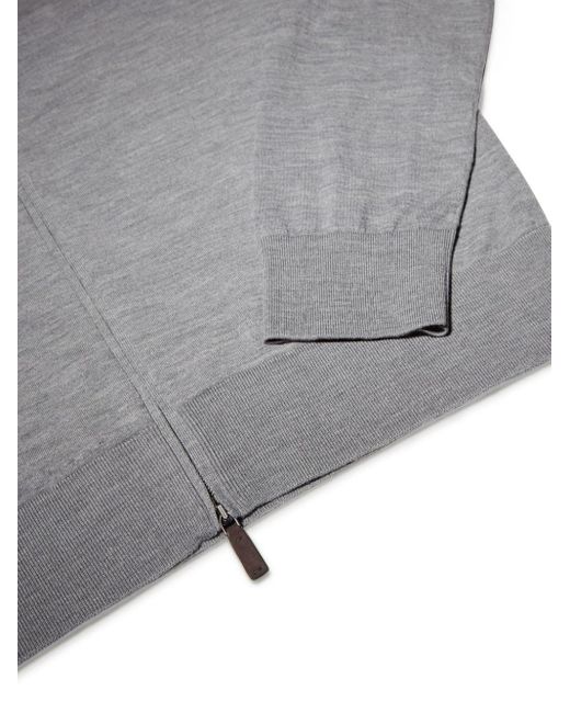Cardigan en laine à fermeture zippée Zegna pour homme en coloris Gray