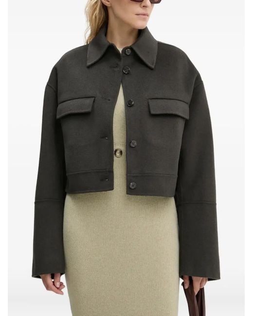Nanushka Gray Buttoned Flap-Pocket Jacket