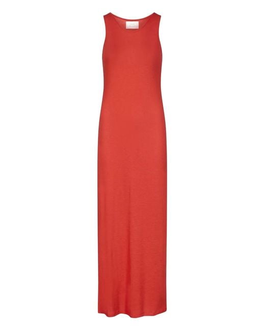 Loulou de Saison Red Myron Lds Shoulder-Straps Midi Dress