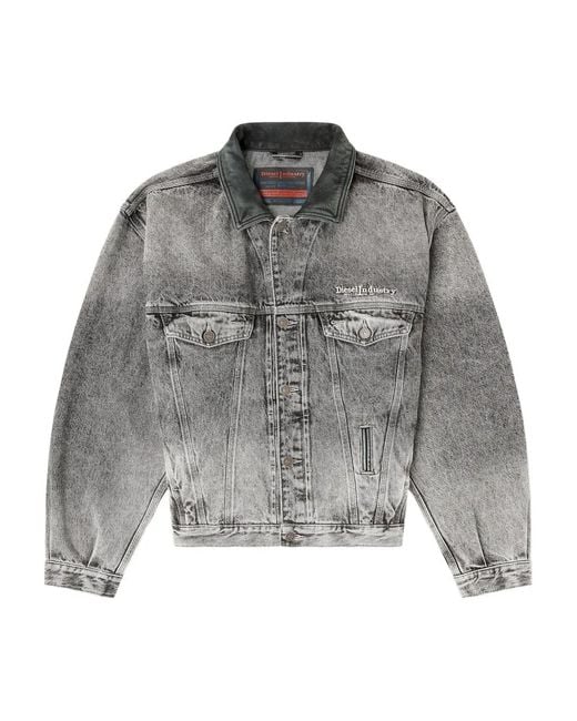 DIESEL D-Denver Collar Denim Jacket in Gray | Lyst