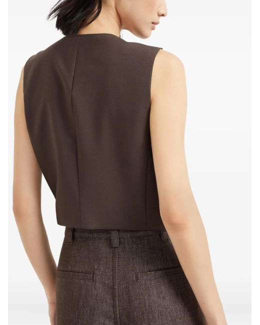 Brunello Cucinelli Brown V-Neck Waistcoat