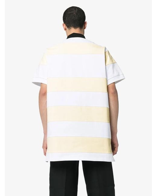 Prada White Striped Camera Logo Polo Shirt for men