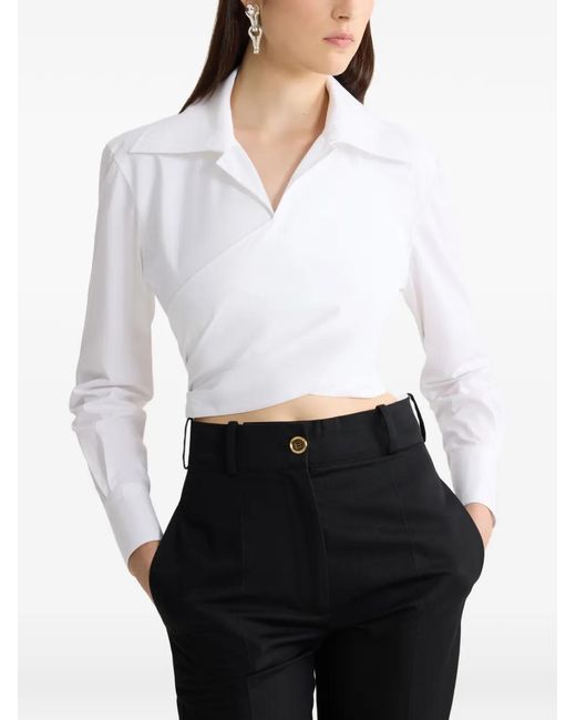 Patou White Long-Sleeves Knotted Top