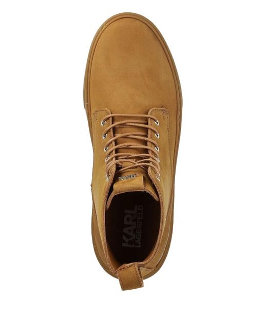 Karl Lagerfeld Brown Leather Boots for men