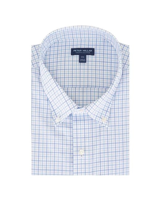 Peter Millar Blue Checked Pointed-Collar Shirt for men