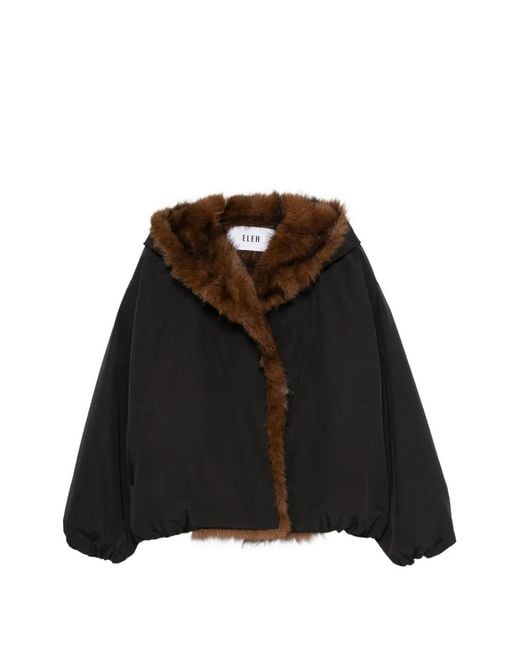 ELEH Black Faux-Fur Trim Hooded Jacket