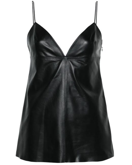 Fabiana Filippi Black Panelled Leather Tank Top