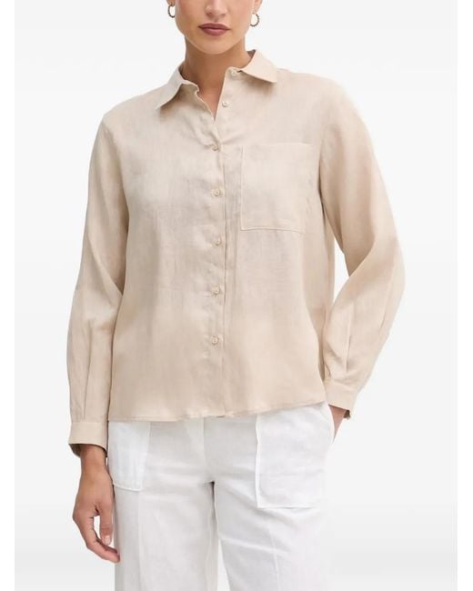 Sisley Natural Patch-Pocket Long-Sleeved Shirt
