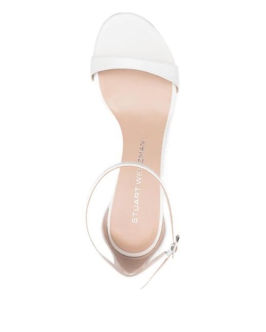Stuart Weitzman White Ankle Strap Sandals