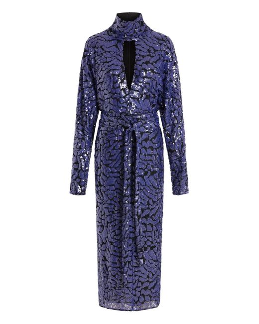 16Arlington Epole Midi-Jurk Met Pailletten in het Blue
