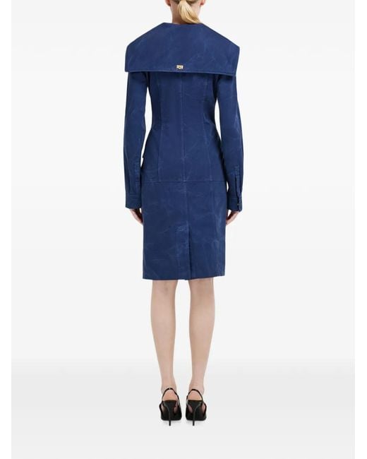 Ferragamo Blue Washed Gabardine Dress