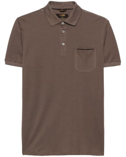 Moorer Brown Piqué Polo Shirt for men