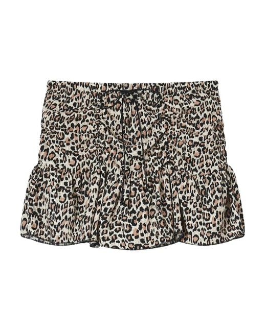 B+ AB Black Leopard-Print Ruffled Skirt