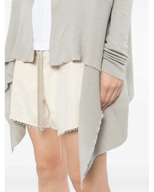 Rick Owens White Draped Ribbed-Knit Cardigan