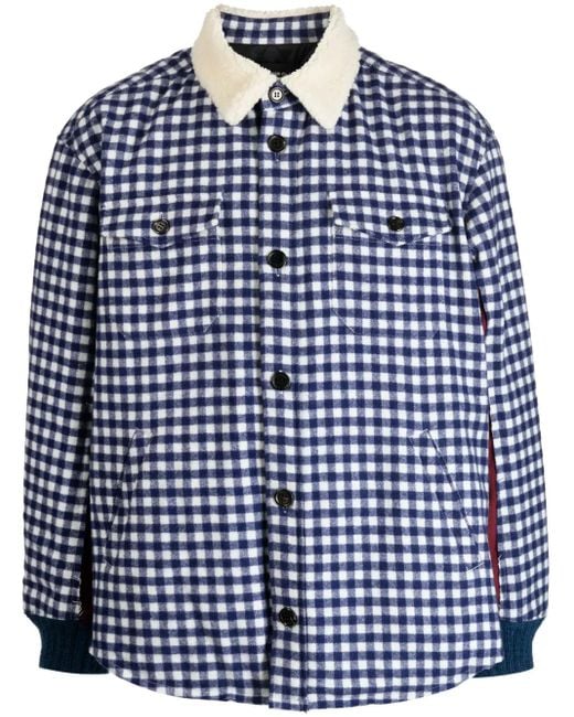 Undercover Blue Gingham-Check Flannel Shirt Jacket for men