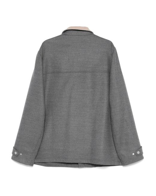 Brunello Cucinelli Gray Contrast-Collar Jacket for men
