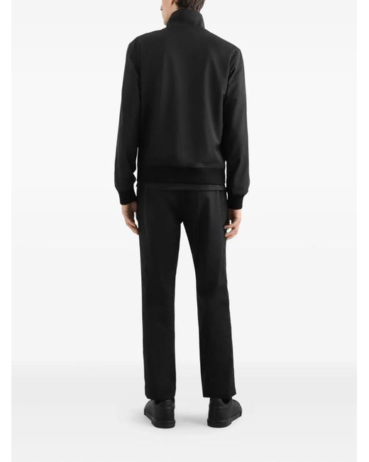 Dolce & Gabbana Black Logo-Patch Zip-Up Bomber Jacket for men