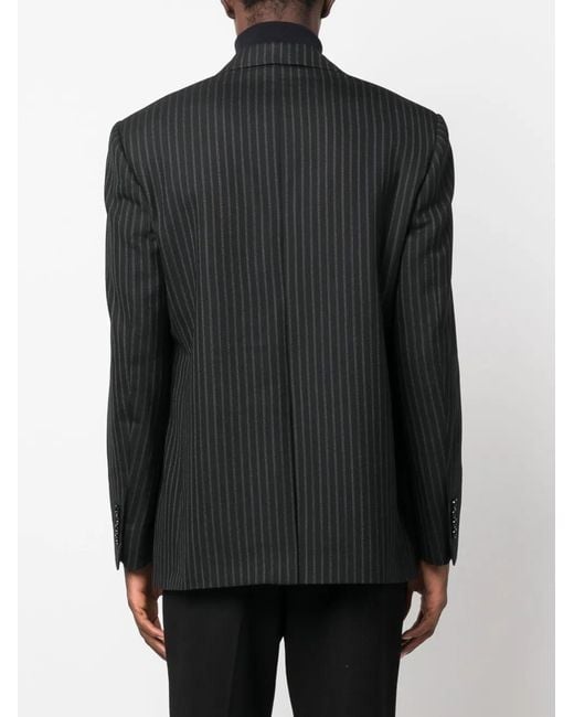 Lardini Black Pinstripe-Print Single-Breasted Blazer for men