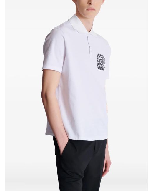 Polo Con Logo di Balmain in White da Uomo