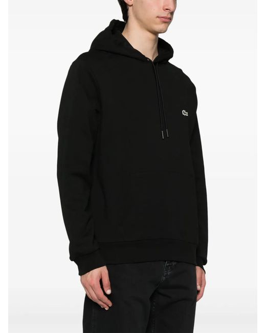 Lacoste Black Logo-Patch Hoodie for men