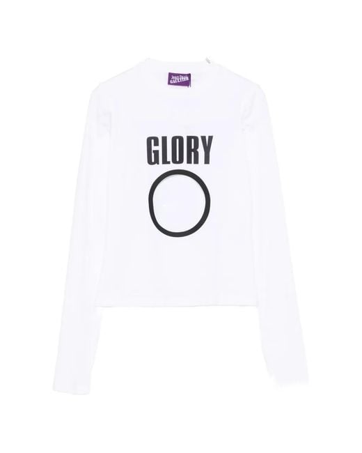 Jean Paul Gaultier White Cut-Out Slogan-Print T-Shirt