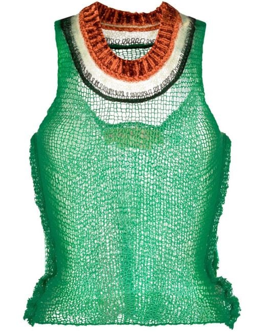 Marni Green Open-back Open-knit Top
