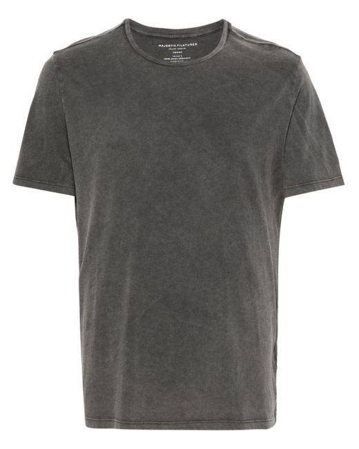 Majestic Filatures Gray Crew-neck Organic Cotton T-shirt for men
