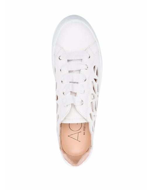 Agl Attilio Giusti Leombruni White Laser-Cut Detail Sneakers