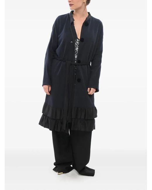 Lanvin Blue Wool Belted Coat