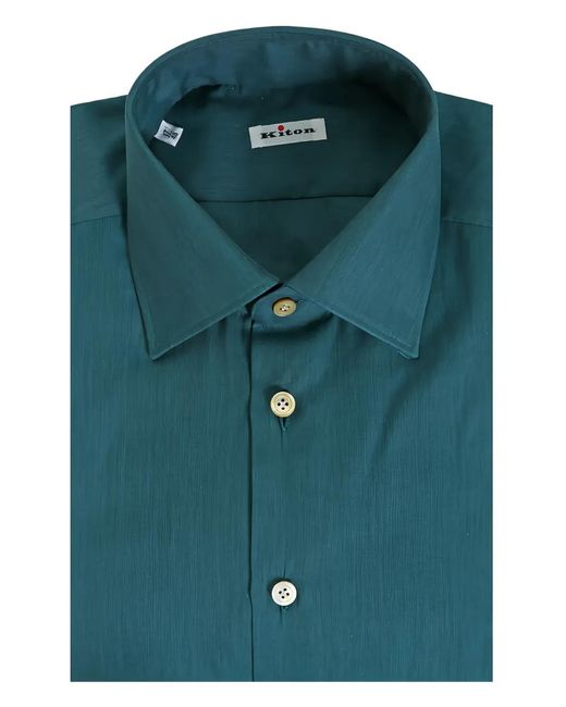 Kiton Green Button Cotton Shirt for men