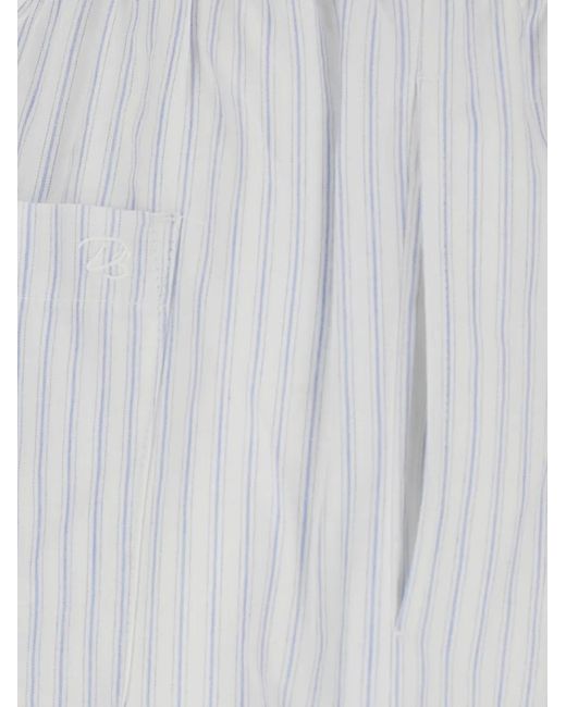 DUNST White Pantalon Rayé À Lien De Resserrage